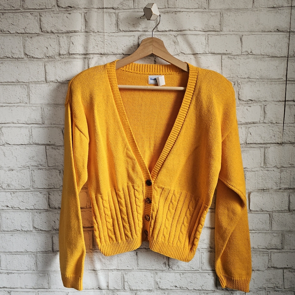 ☆ VINTAGE Bedford Fair Cableknit Cardigan, *S
